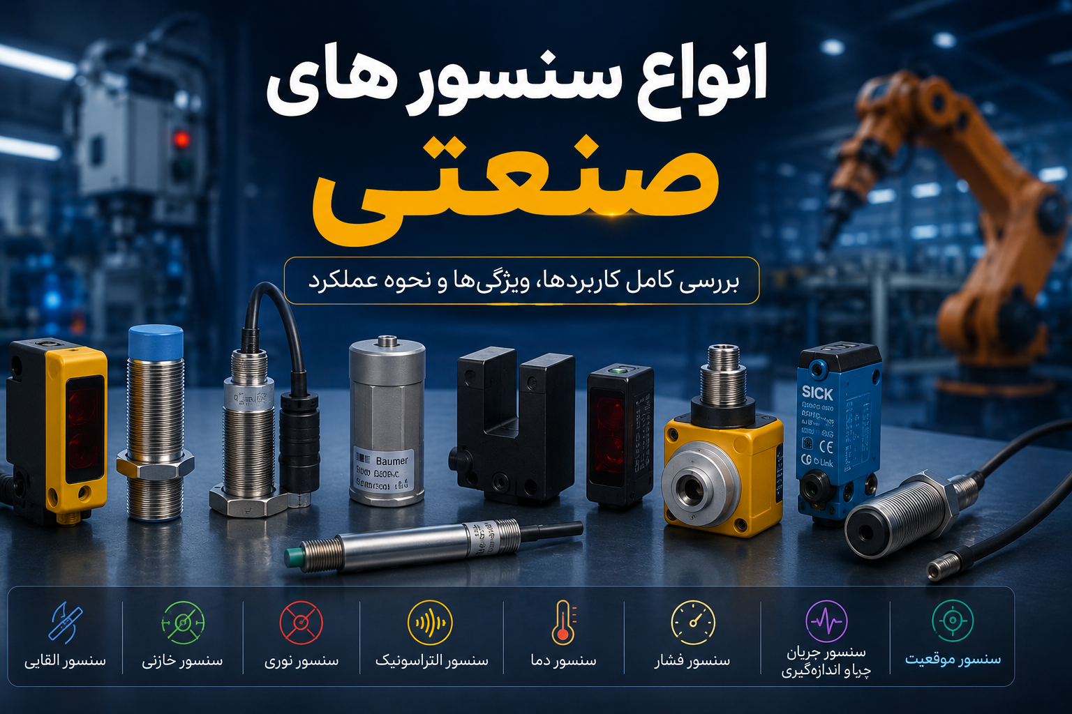 انواع سنسورهای صنعتی | راهنمای فنی انتخاب سنسور صنعتی برای اتوماسیون