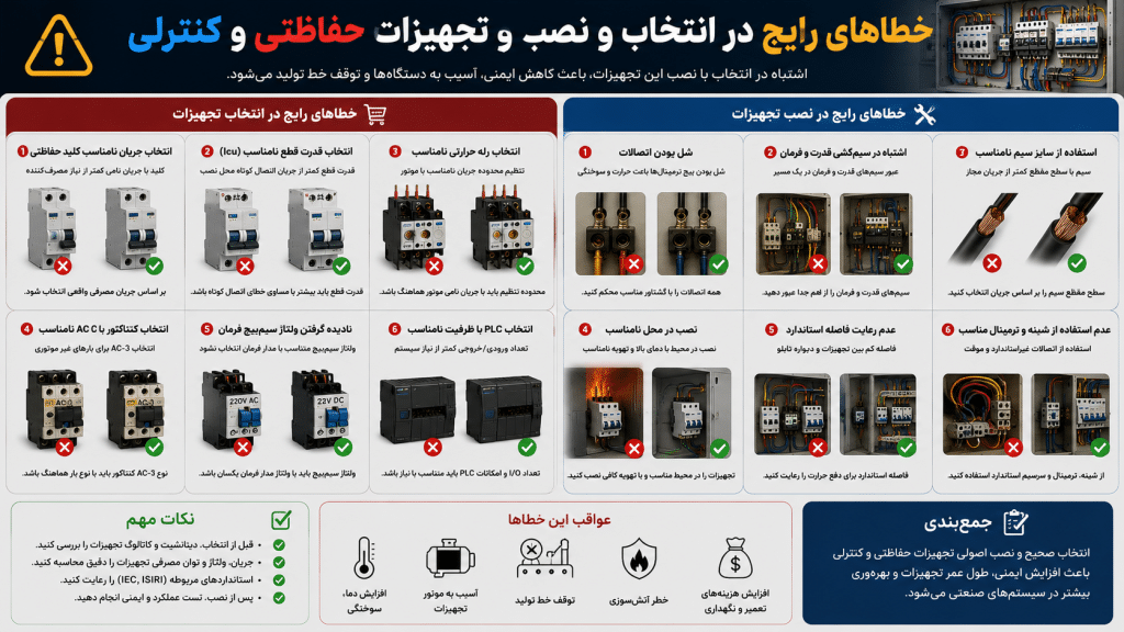 خطاهای رایج در انتخاب و نصب تجهیزات حفاظتی و کنترلی | روشن صنعت