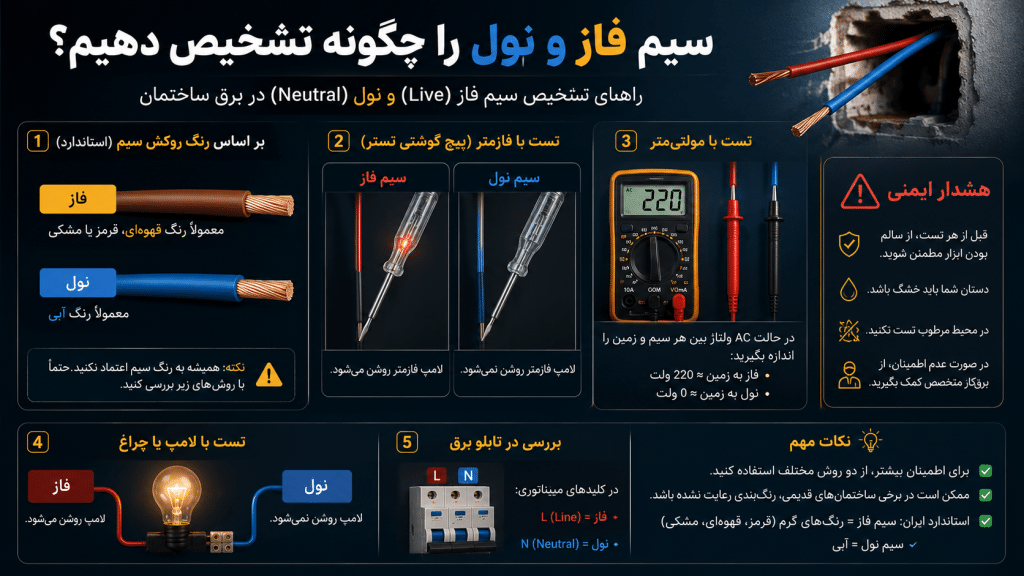 سیم فاز و نول را چگونه تشخیص دهیم؟ | روشن صنعت