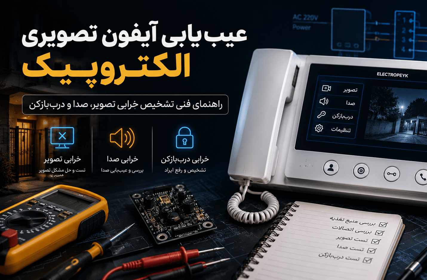 عیب‌یابی آیفون تصویری الکتروپیک؛ راهنمای فنی تشخیص خرابی تصویر، صدا و دربازکن