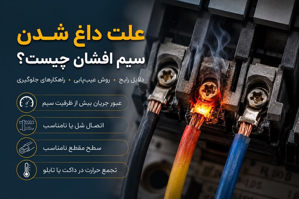 علت داغ شدن سیم چیست؟ جلوگیری از اتش سوزی | کالای برق روشن صنعت