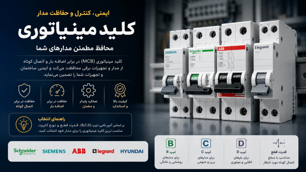 خرید کلید مینیاتوری و فیوز مینیاتوری تک پل و سه پل | روشن صنعت شهریار